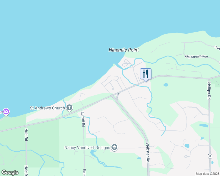 map of restaurants, bars, coffee shops, grocery stores, and more near 109 Cuddy Court in Webster