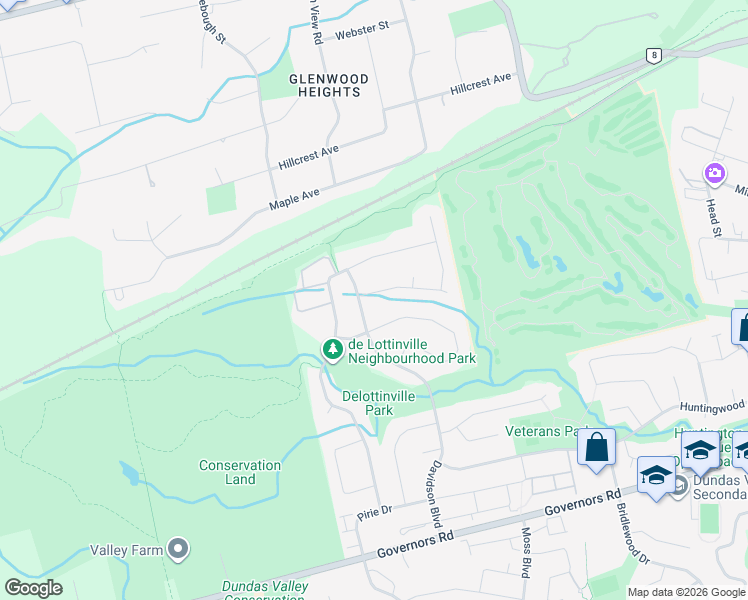 map of restaurants, bars, coffee shops, grocery stores, and more near 3 Gaines Avenue in Hamilton