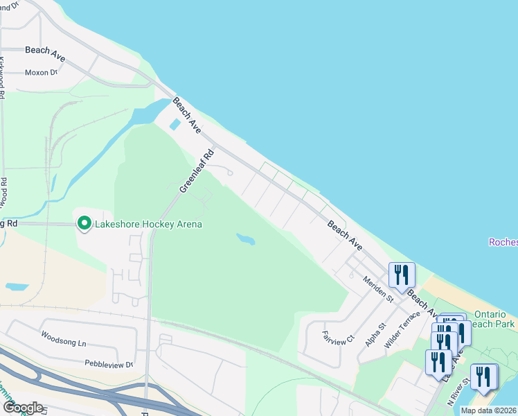 map of restaurants, bars, coffee shops, grocery stores, and more near 85 Tamarack Street in Rochester