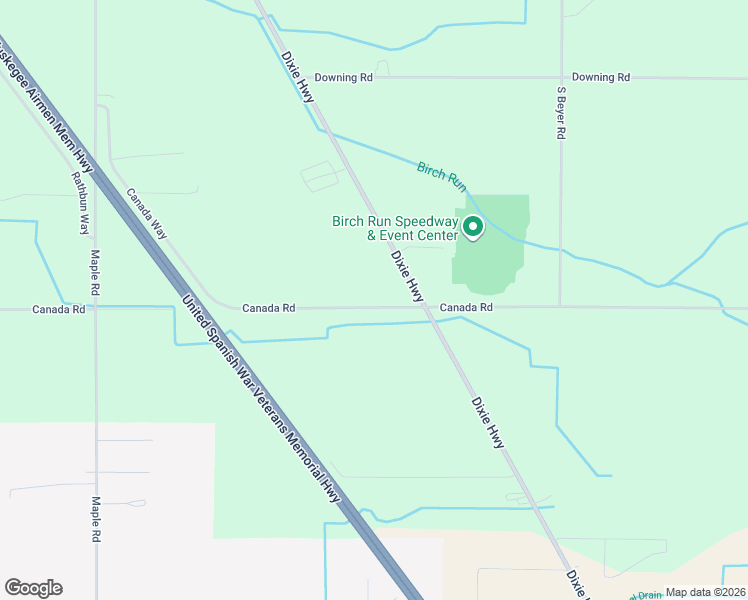 map of restaurants, bars, coffee shops, grocery stores, and more near 8600 Canada Road in Birch Run