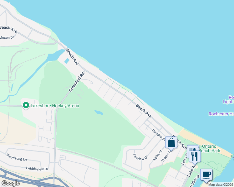 map of restaurants, bars, coffee shops, grocery stores, and more near 5 Brocton Street in Rochester