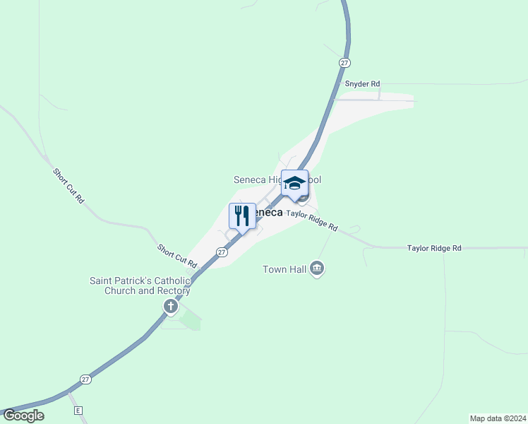 map of restaurants, bars, coffee shops, grocery stores, and more near in Seneca