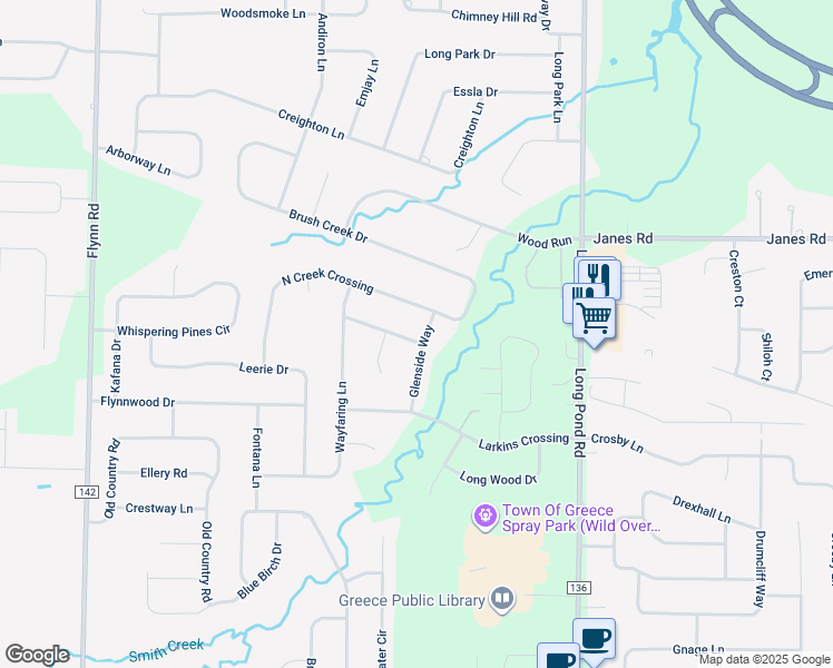 map of restaurants, bars, coffee shops, grocery stores, and more near 6 Meadow Greene Street in Rochester