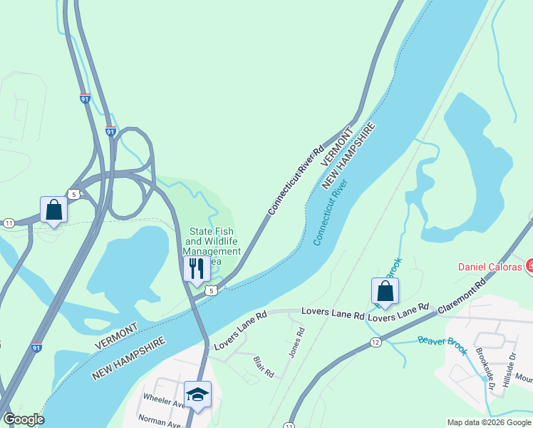 map of restaurants, bars, coffee shops, grocery stores, and more near 224 Connecticut River Road in Springfield