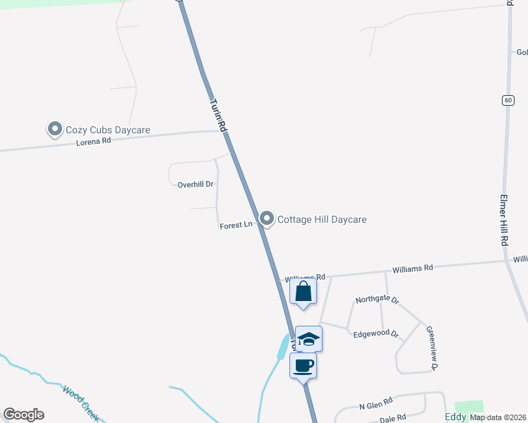 map of restaurants, bars, coffee shops, grocery stores, and more near 8348 Turin Road in Rome