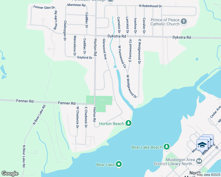 map of restaurants, bars, coffee shops, grocery stores, and more near 715 Glenwood Avenue in Muskegon