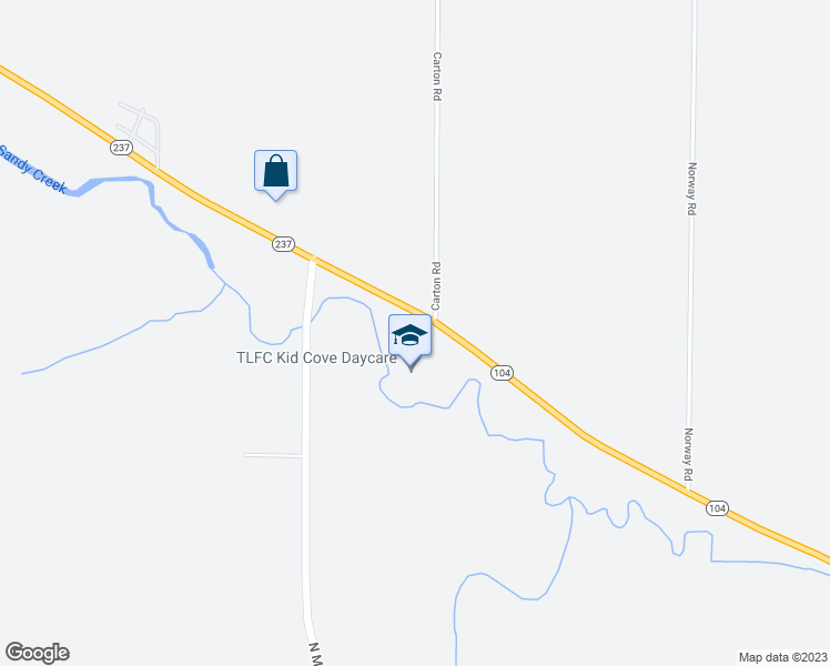 map of restaurants, bars, coffee shops, grocery stores, and more near 16850 Ridge Road in Holley
