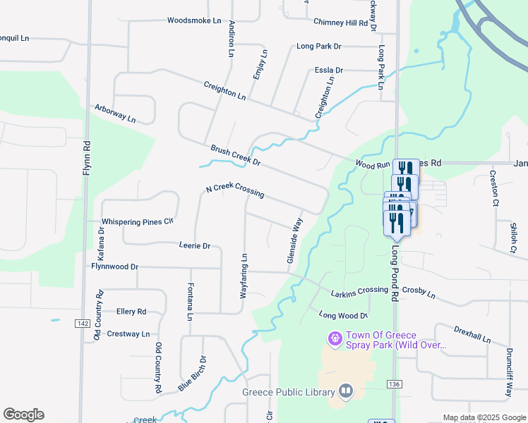 map of restaurants, bars, coffee shops, grocery stores, and more near 277 North Creek Crossing in Rochester