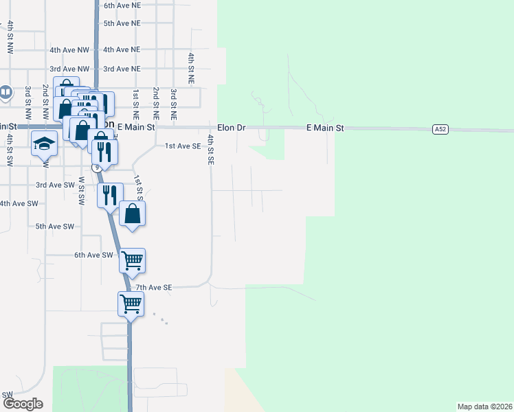 map of restaurants, bars, coffee shops, grocery stores, and more near 396 6th Street Southeast in Waukon