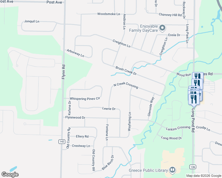 map of restaurants, bars, coffee shops, grocery stores, and more near 477 North Creek Crossing in Rochester