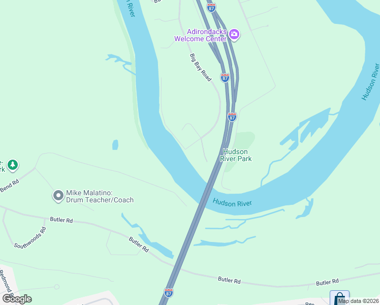 map of restaurants, bars, coffee shops, grocery stores, and more near 4 Big Bay Road in Queensbury