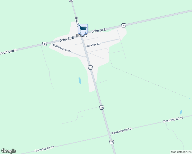 map of restaurants, bars, coffee shops, grocery stores, and more near 116 Baird Street South in Bright