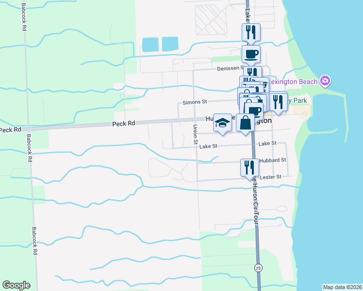map of restaurants, bars, coffee shops, grocery stores, and more near 7127 Lake Street in Lexington