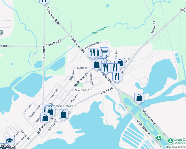map of restaurants, bars, coffee shops, grocery stores, and more near 518 Straley Street in Muskegon