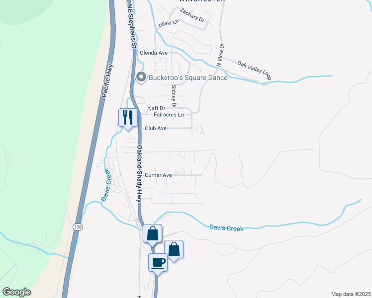 map of restaurants, bars, coffee shops, grocery stores, and more near 312 Pleasant Street in Roseburg