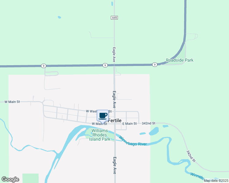map of restaurants, bars, coffee shops, grocery stores, and more near 324 North 1st Street in Hanlontown
