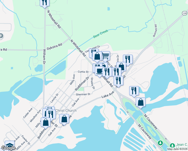 map of restaurants, bars, coffee shops, grocery stores, and more near 518 Straley Street in Muskegon