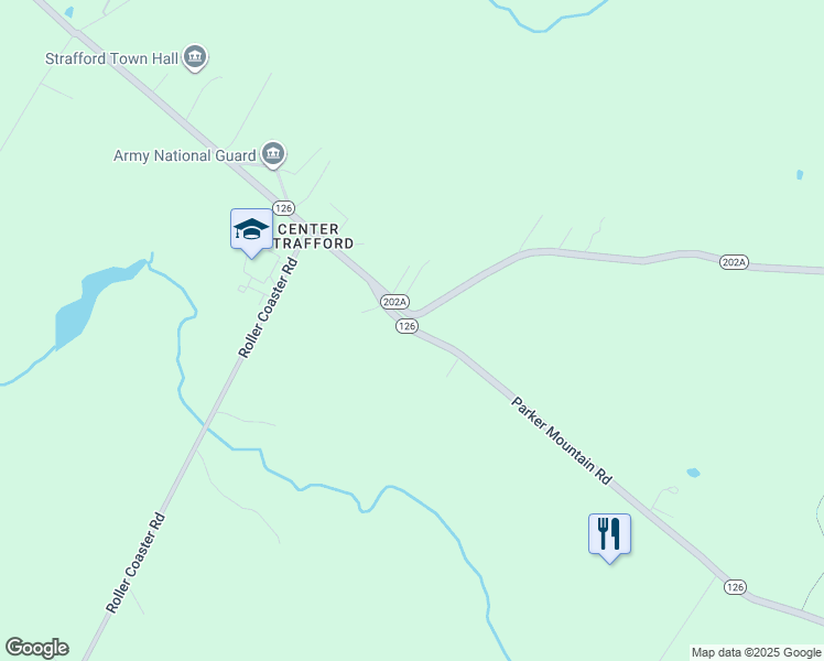 map of restaurants, bars, coffee shops, grocery stores, and more near 1224 Parker Mountain Road in Strafford