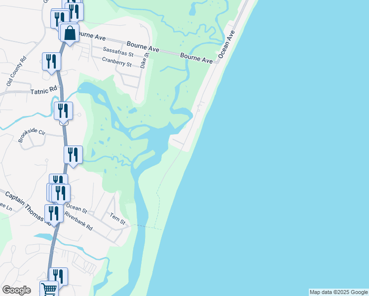 map of restaurants, bars, coffee shops, grocery stores, and more near 3 Ocean Avenue in Wells