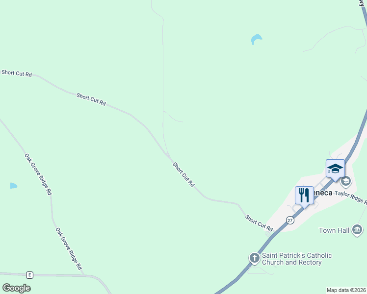 map of restaurants, bars, coffee shops, grocery stores, and more near 55016 Short Cut Road in Seneca