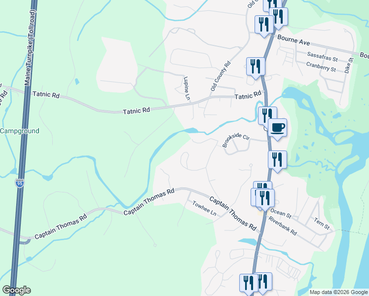 map of restaurants, bars, coffee shops, grocery stores, and more near 19 Kings Way in Ogunquit