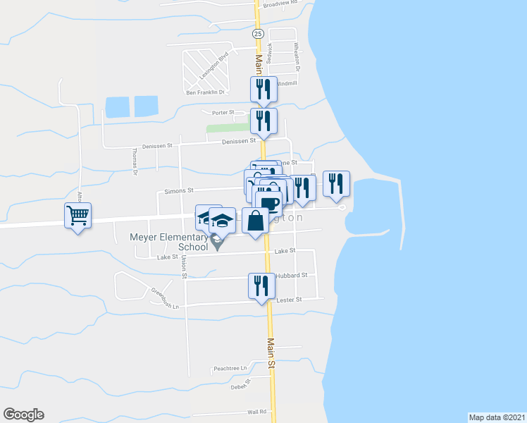 map of restaurants, bars, coffee shops, grocery stores, and more near 7254 Huron Avenue in Lexington