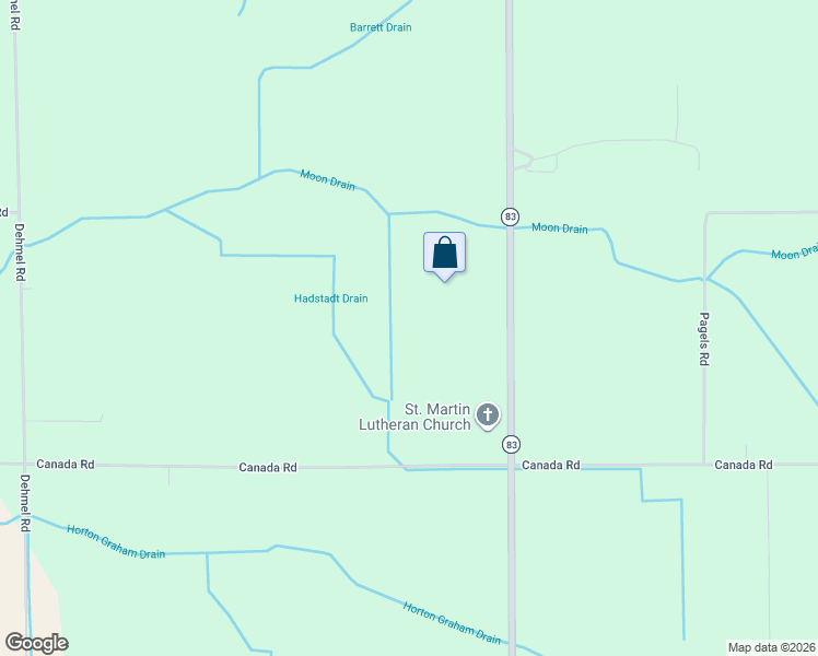 map of restaurants, bars, coffee shops, grocery stores, and more near 10630 Gera Road in Birch Run