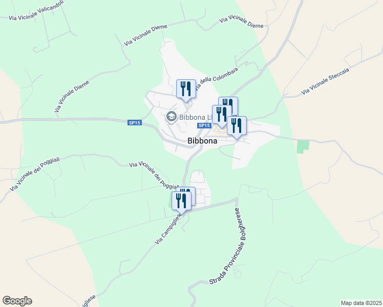 map of restaurants, bars, coffee shops, grocery stores, and more near in Bibbona