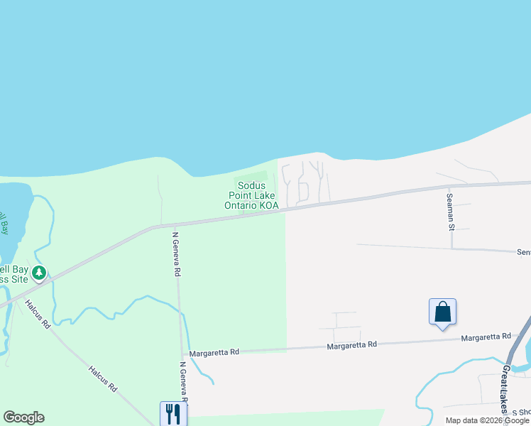 map of restaurants, bars, coffee shops, grocery stores, and more near 7867 County Road 101 in Sodus Point