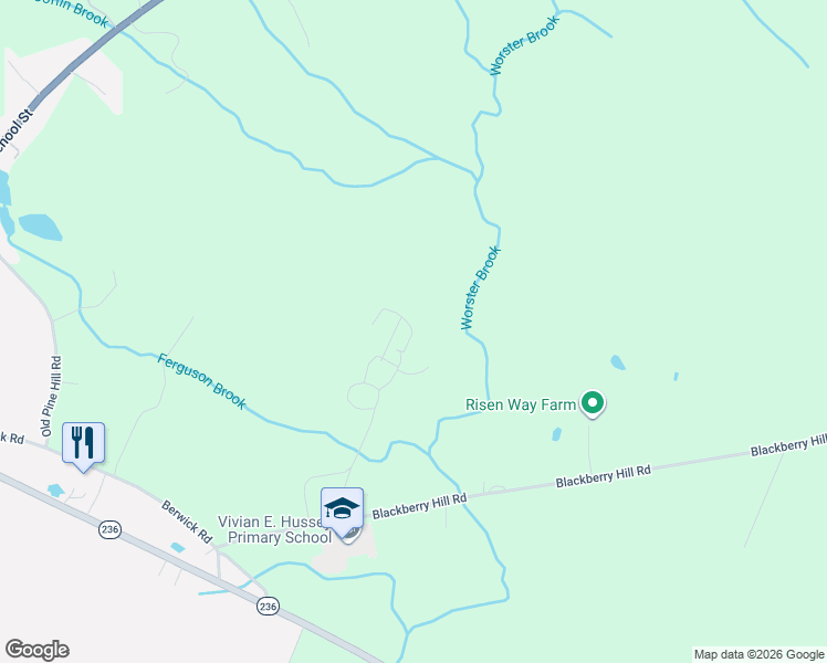 map of restaurants, bars, coffee shops, grocery stores, and more near 40 Camden Road in Berwick