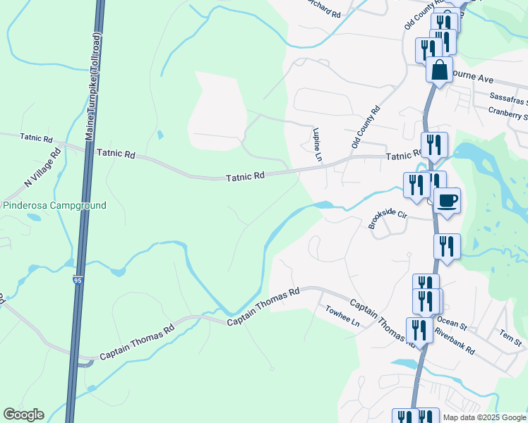 map of restaurants, bars, coffee shops, grocery stores, and more near 172 Libby Lane in Wells