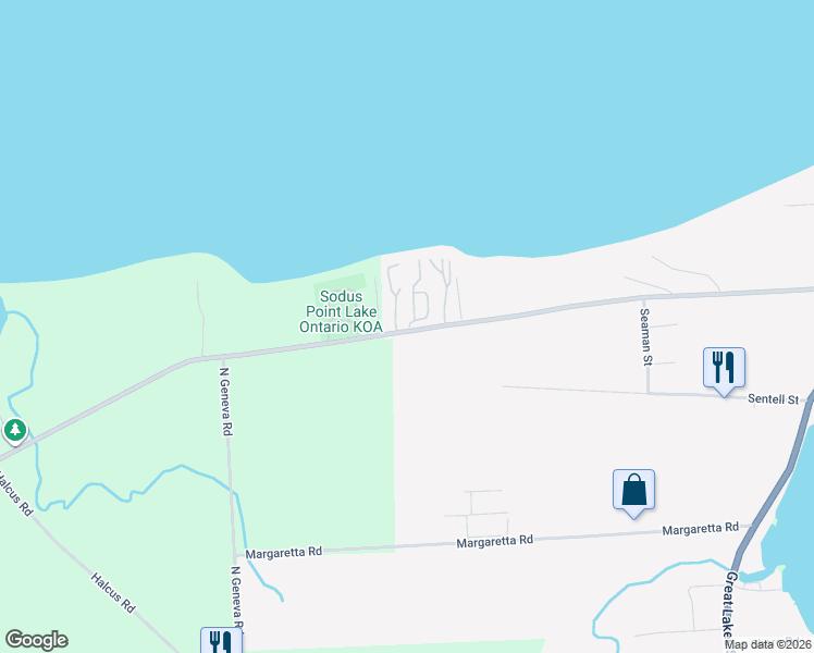 map of restaurants, bars, coffee shops, grocery stores, and more near 7936 Lake Road in Sodus Point