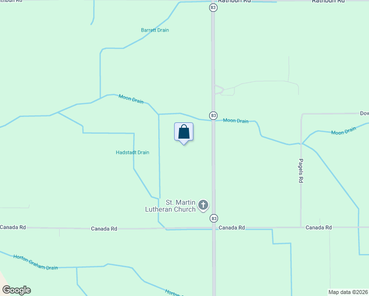 map of restaurants, bars, coffee shops, grocery stores, and more near 10630 Gera Road in Birch Run