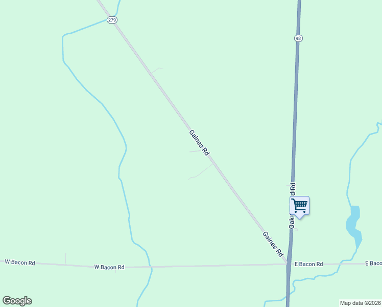 map of restaurants, bars, coffee shops, grocery stores, and more near 2986 Gaines Road in Albion