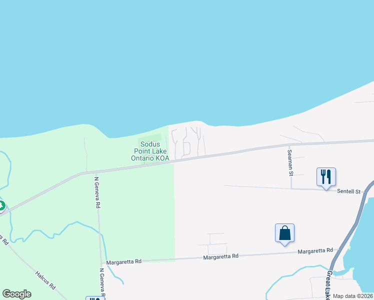 map of restaurants, bars, coffee shops, grocery stores, and more near 7936 Lake Road in Sodus Point