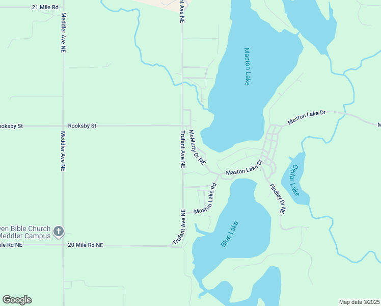 map of restaurants, bars, coffee shops, grocery stores, and more near 16732 Trufant Avenue Northeast in Sand Lake