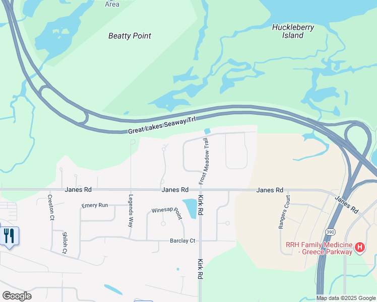 map of restaurants, bars, coffee shops, grocery stores, and more near 85 Bronze Leaf Trail in Rochester
