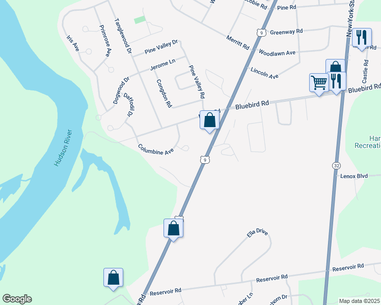 map of restaurants, bars, coffee shops, grocery stores, and more near 5 Lilac Court in South Glens Falls