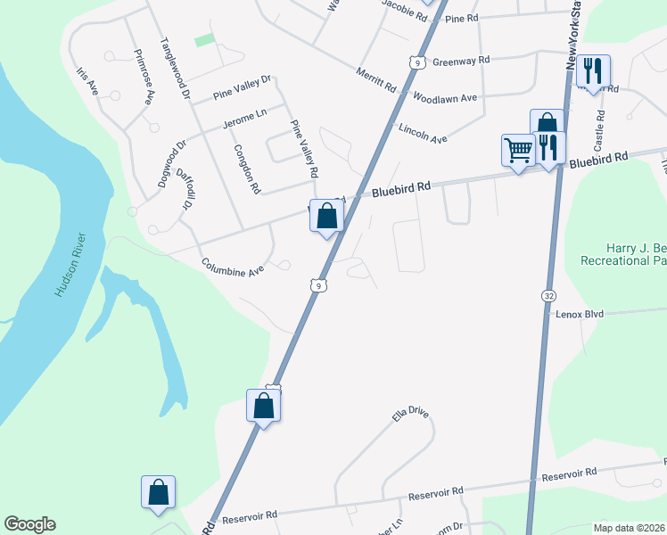 map of restaurants, bars, coffee shops, grocery stores, and more near 1616 U.S. 9 in South Glens Falls