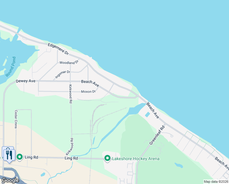 map of restaurants, bars, coffee shops, grocery stores, and more near 1132 Beach Ave in Rochester