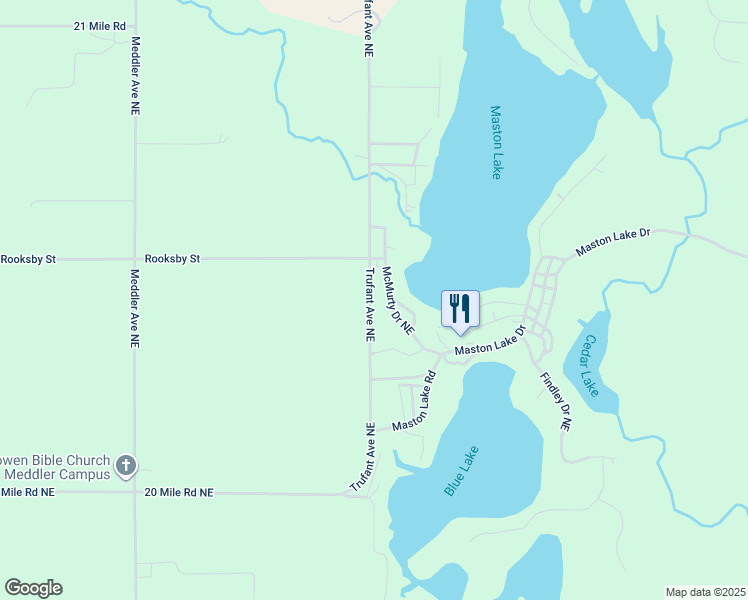 map of restaurants, bars, coffee shops, grocery stores, and more near 16732 Trufant Avenue Northeast in Sand Lake