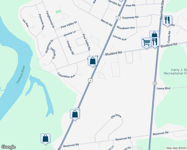 map of restaurants, bars, coffee shops, grocery stores, and more near 1616 U.S. 9 in South Glens Falls