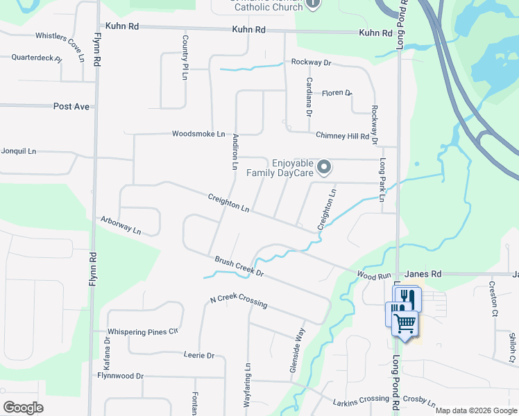map of restaurants, bars, coffee shops, grocery stores, and more near 179 Creighton Lane in Rochester