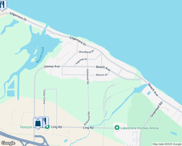 map of restaurants, bars, coffee shops, grocery stores, and more near 194 Moxon Drive in Rochester