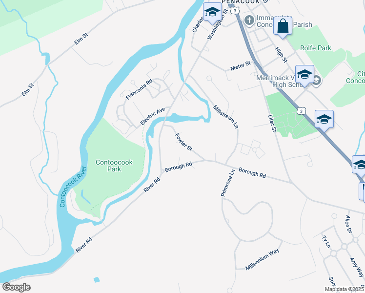 map of restaurants, bars, coffee shops, grocery stores, and more near 22 Fowler Street in Concord