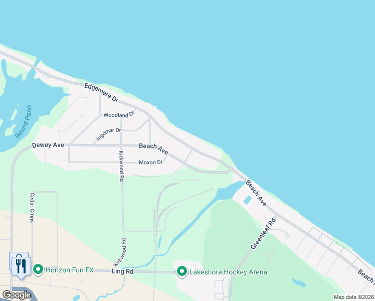 map of restaurants, bars, coffee shops, grocery stores, and more near 126 Edgemere Drive in Rochester