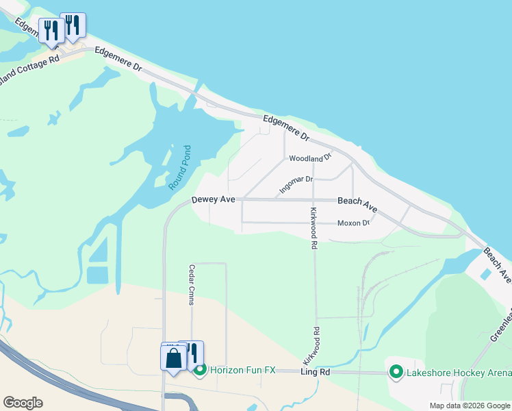 map of restaurants, bars, coffee shops, grocery stores, and more near 5111 Dewey Avenue in Rochester