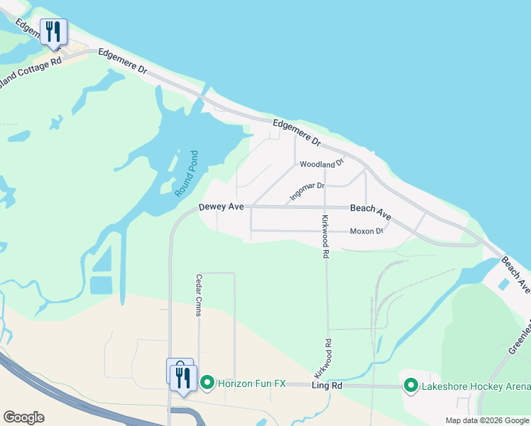 map of restaurants, bars, coffee shops, grocery stores, and more near 5111 Dewey Avenue in Rochester