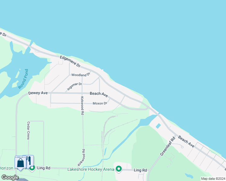 map of restaurants, bars, coffee shops, grocery stores, and more near 185 Edgemere Drive in Rochester