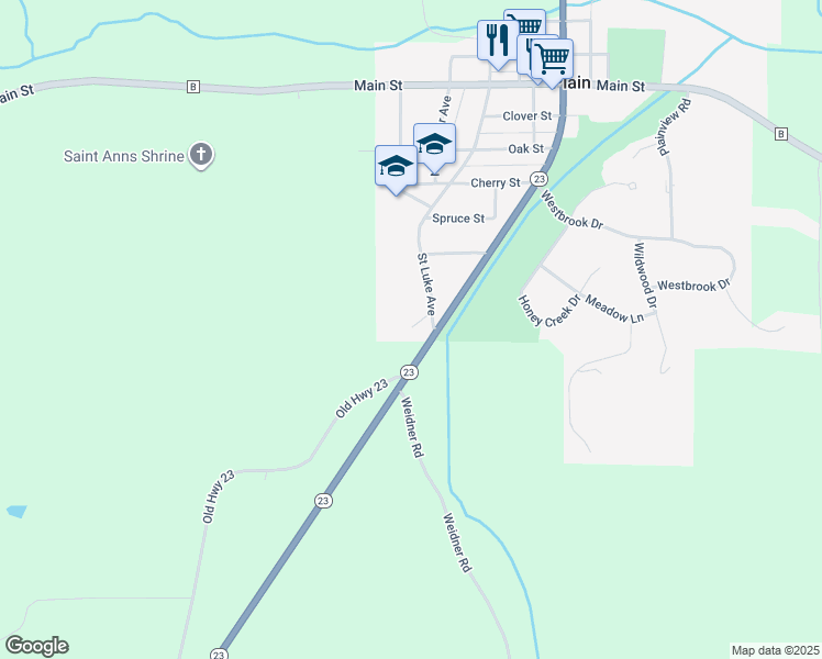 map of restaurants, bars, coffee shops, grocery stores, and more near 1680 Saint Luke Avenue in Plain